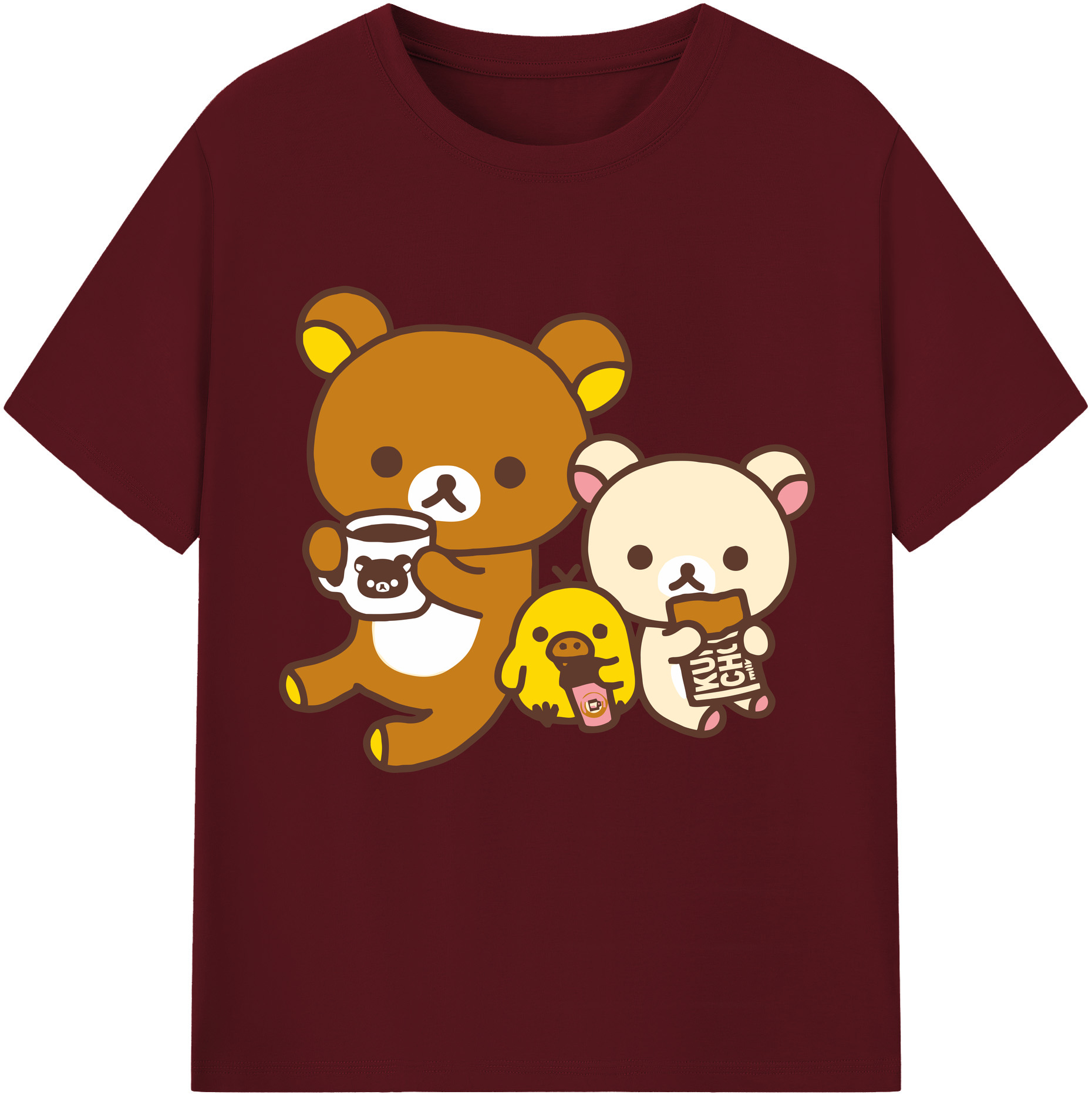 （画像用） リラックマ リラックマ キイロイトリ Rilakkuma Korilakkuma Kiiroitori 綿100％半袖Tシャツ（フロントプリント）